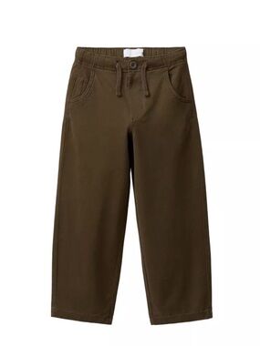Zara Kids Olive Brown Wide-Leg Drawstring Pants, size 9-10T
